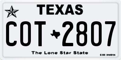 TX license plate COT2807