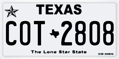 TX license plate COT2808