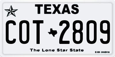TX license plate COT2809