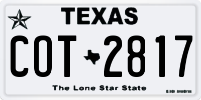 TX license plate COT2817