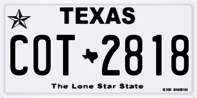 TX license plate COT2818