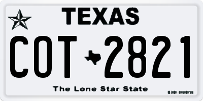 TX license plate COT2821