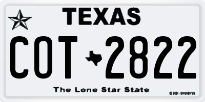TX license plate COT2822