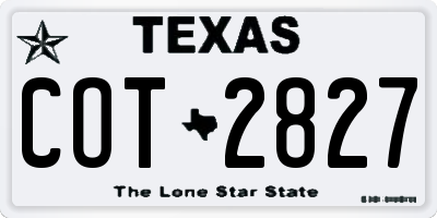 TX license plate COT2827