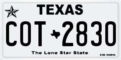 TX license plate COT2830
