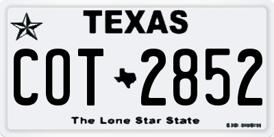 TX license plate COT2852