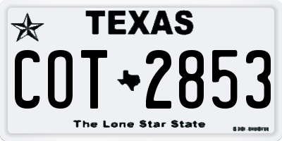 TX license plate COT2853