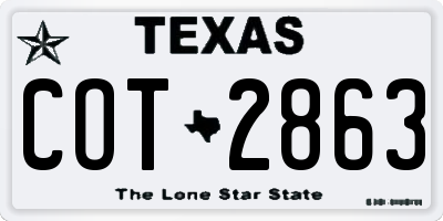 TX license plate COT2863