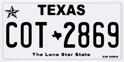 TX license plate COT2869