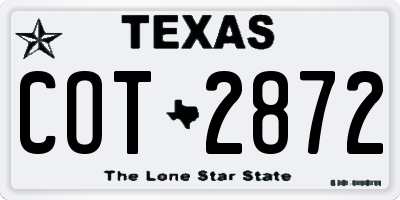 TX license plate COT2872
