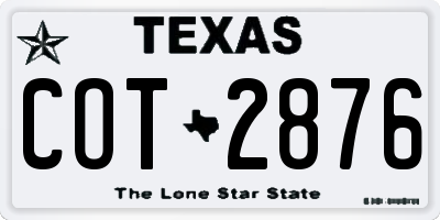 TX license plate COT2876
