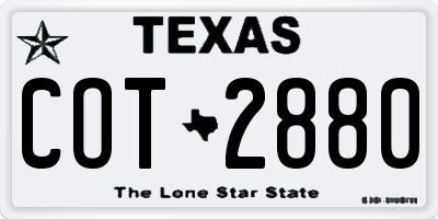 TX license plate COT2880