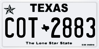 TX license plate COT2883
