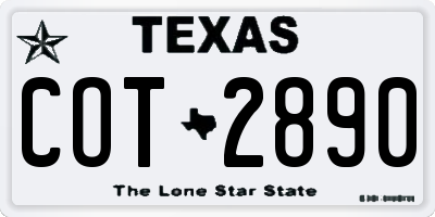 TX license plate COT2890