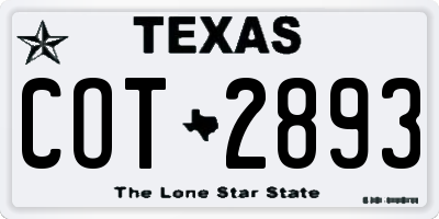 TX license plate COT2893