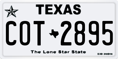 TX license plate COT2895
