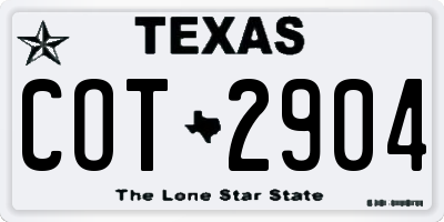 TX license plate COT2904
