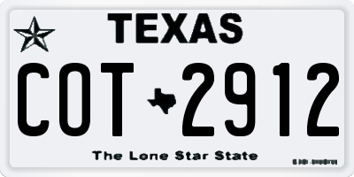 TX license plate COT2912