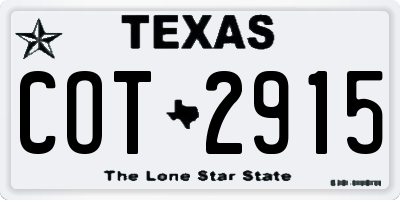 TX license plate COT2915
