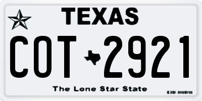 TX license plate COT2921