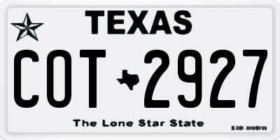 TX license plate COT2927