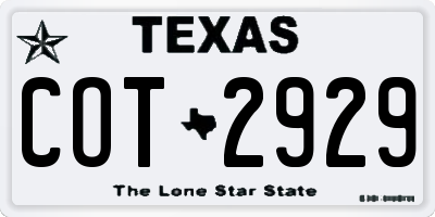 TX license plate COT2929