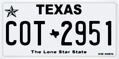 TX license plate COT2951