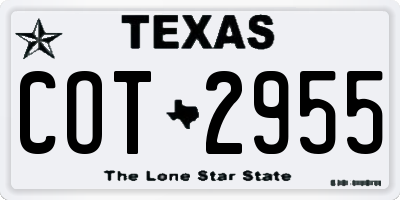 TX license plate COT2955