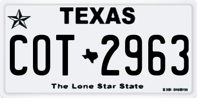 TX license plate COT2963