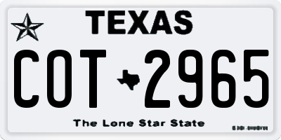 TX license plate COT2965