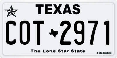 TX license plate COT2971