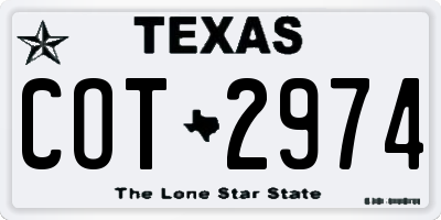 TX license plate COT2974