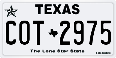 TX license plate COT2975