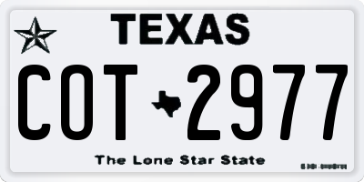 TX license plate COT2977
