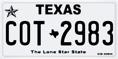 TX license plate COT2983