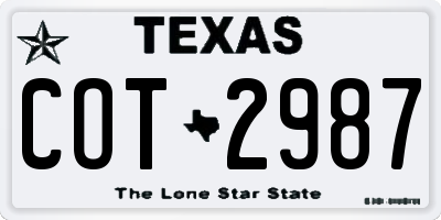 TX license plate COT2987