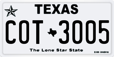 TX license plate COT3005