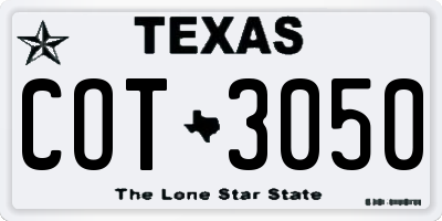 TX license plate COT3050