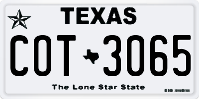 TX license plate COT3065