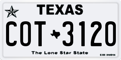 TX license plate COT3120