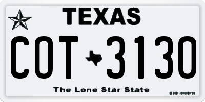 TX license plate COT3130