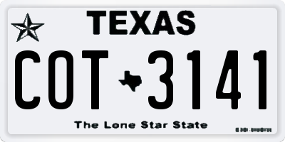 TX license plate COT3141
