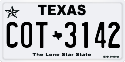 TX license plate COT3142