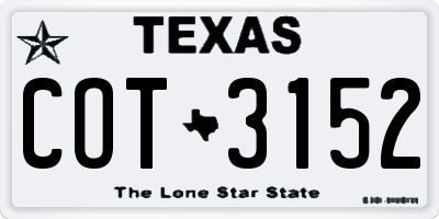 TX license plate COT3152
