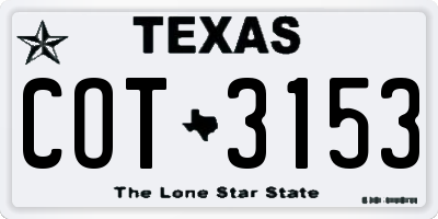 TX license plate COT3153