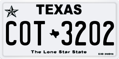 TX license plate COT3202