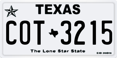 TX license plate COT3215