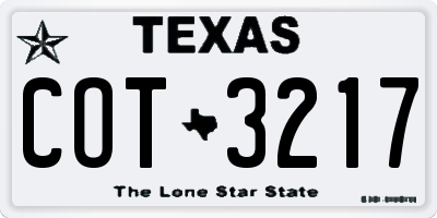 TX license plate COT3217