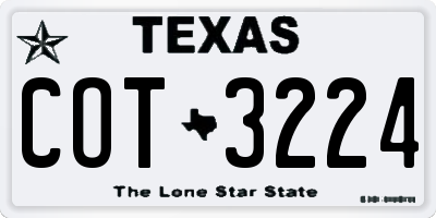 TX license plate COT3224