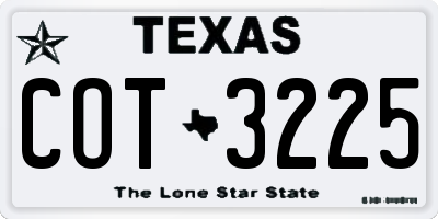 TX license plate COT3225